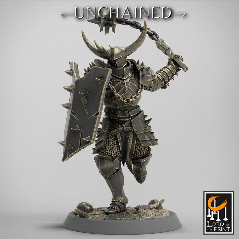 Fighter Flail, Light Soldier, Oathbreaker Paladin,  Unpainted Miniature | 28mm, 32mm,54mm,75mm Scales | Dungeons and Dragons | Pathfinder | - Only-Games