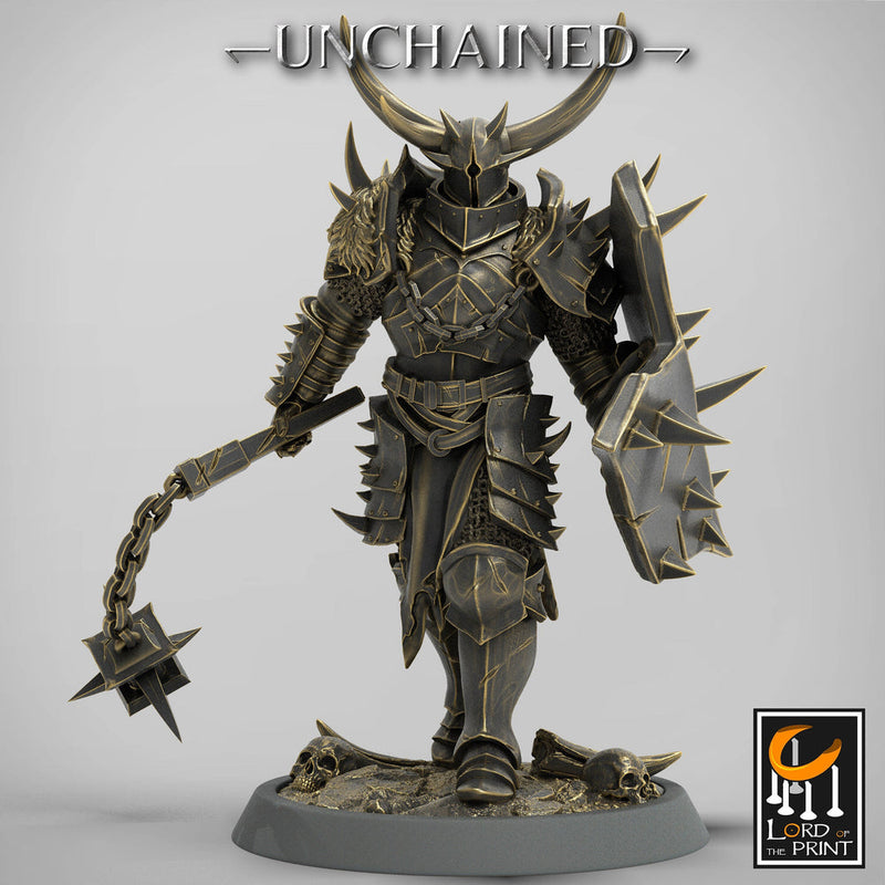Fighter Flail, Light Soldier, Oathbreaker Paladin,  Unpainted Miniature | 28mm, 32mm,54mm,75mm Scales | Dungeons and Dragons | Pathfinder | - Only-Games