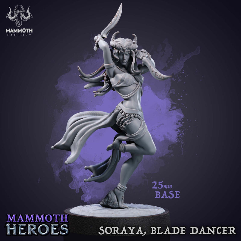 Tiefling Female Fighter, Assassin, Monk Two Weapon Style | 28mm, 32mm, 75mm Scale Resin Miniature | Dungeons and Dragons | Mammoth Factory - Only-Games