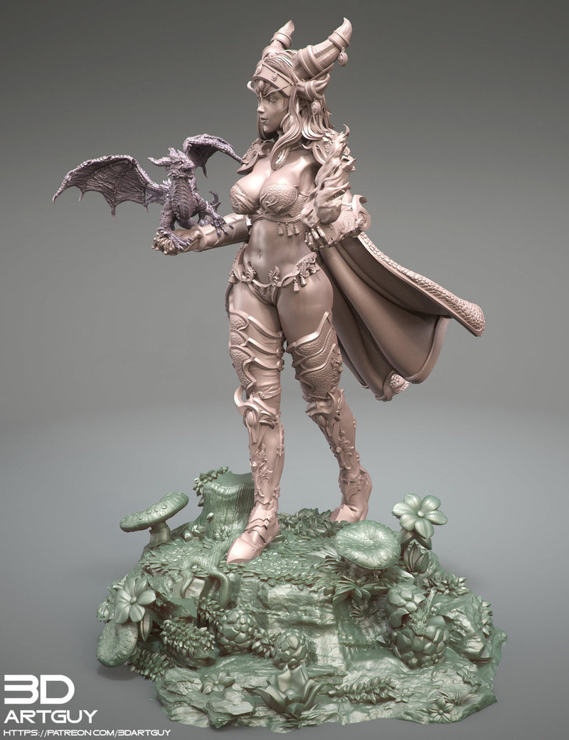 Tiefling Pinup Female Dragon Familiar Sorcerer Warlock PC or NPC | 28mm, 32mm, 50mm,75mm,100mm | Dungeons and Dragons | Pathfinder |3DArtGuy - Only-Games
