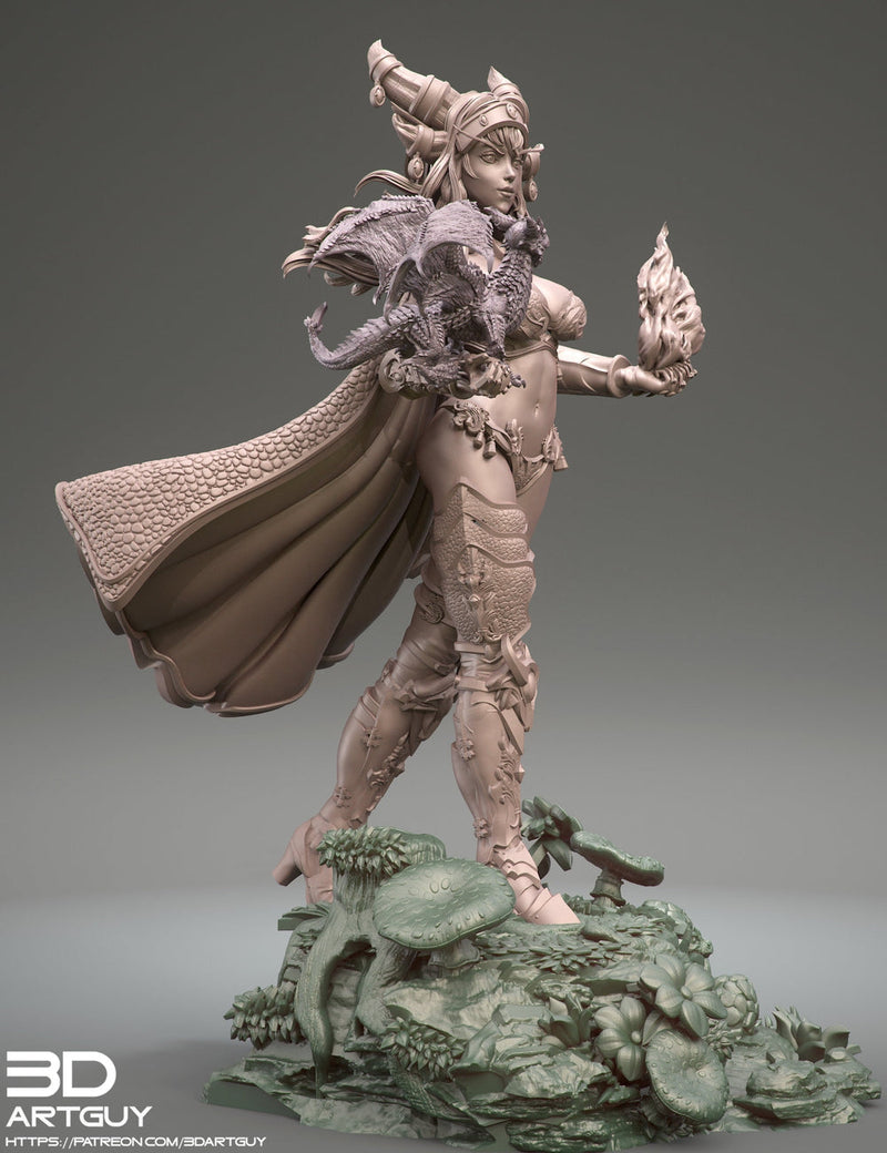 Tiefling Pinup Female Dragon Familiar Sorcerer Warlock PC or NPC | 28mm, 32mm, 50mm,75mm,100mm | Dungeons and Dragons | Pathfinder |3DArtGuy - Only-Games