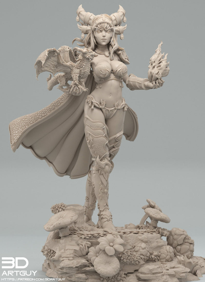 Tiefling Pinup Female Dragon Familiar Sorcerer Warlock PC or NPC | 28mm, 32mm, 50mm,75mm,100mm | Dungeons and Dragons | Pathfinder |3DArtGuy - Only-Games