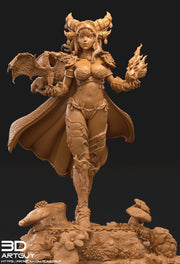 Tiefling Pinup Female Dragon Familiar Sorcerer Warlock PC or NPC | 28mm, 32mm, 50mm,75mm,100mm | Dungeons and Dragons | Pathfinder |3DArtGuy - Only-Games