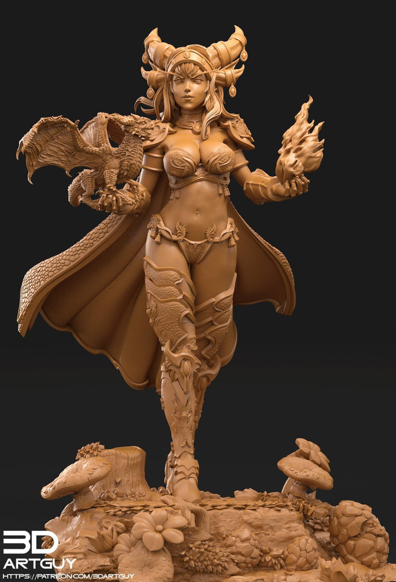 Tiefling Pinup Female Dragon Familiar Sorcerer Warlock PC or NPC | 28mm, 32mm, 50mm,75mm,100mm | Dungeons and Dragons | Pathfinder |3DArtGuy - Only-Games
