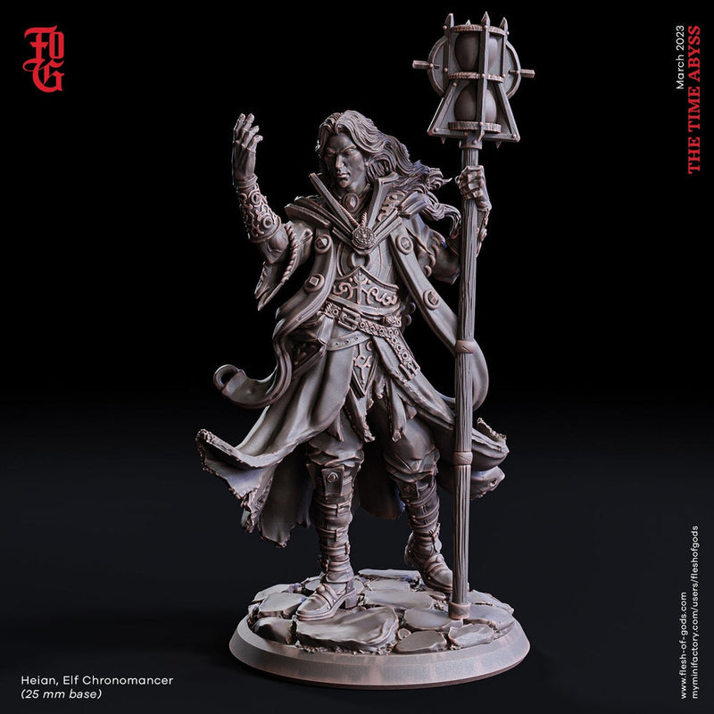 Male Elf Chronomancer Wizard, Warlock, Sorcerer PC NPC | 28mm, 32mm,54mm, 75mm, 100mm Scale Resin Mini | Dungeons and Dragons| Flesh of Gods - Only-Games