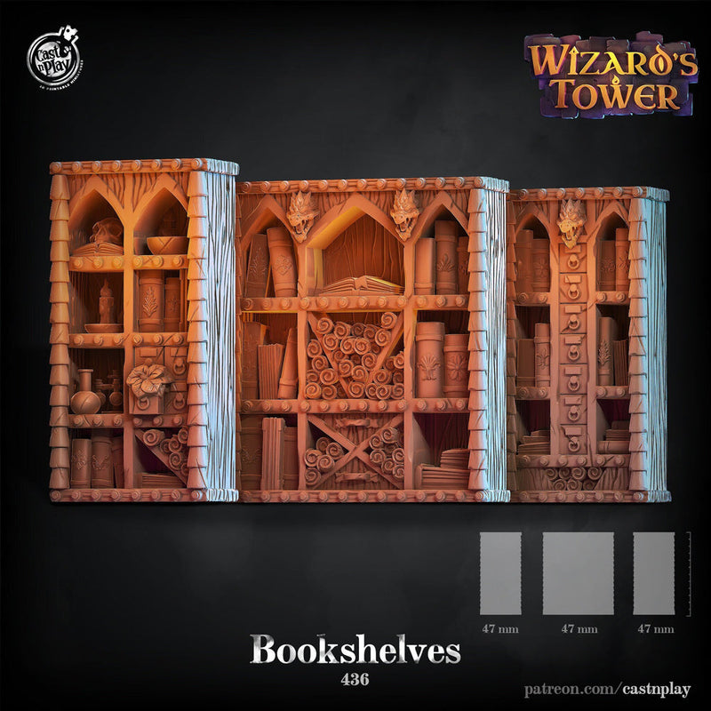 Wizard's  Bookshelves Props |Solid Resin 28mm, 32mm| Dungeons and Dragons 5e Miniature | Pathfinder | RPG Tabletop scatter Terrain | DnD| - Only-Games