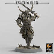 Fighter Sword, Light Soldier, Oathbreaker Paladin,  Unpainted Miniature| 28mm, 32mm,54mm,75mm,100mm Scales |Dungeons and Dragons Pathfinder - Only-Games