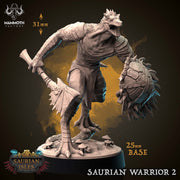 Lizardfolk Lizardman Warrior | 28mm, 32mm,75mm Scales | Dungeons and Dragons | Unpainted Figure | Mammoth Factory - Only-Games