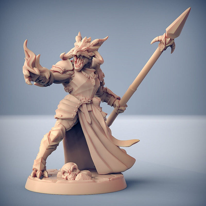 Dragonborn Fighter Eldritch Knight Polearm Master | 28mm, 32mm, 54mm, 75mm Scale Resin Miniature | Dungeons and Dragons 5E | Pathfinder | - Only-Games