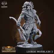 Leonin LionFolk Fighter Barbarian Unpainted | 28mm,32mm,54mm,75mm Scale | Resin | Dungeons and Dragons D&D 5e  | Pathfinder |Flesh of Gods - Only-Games