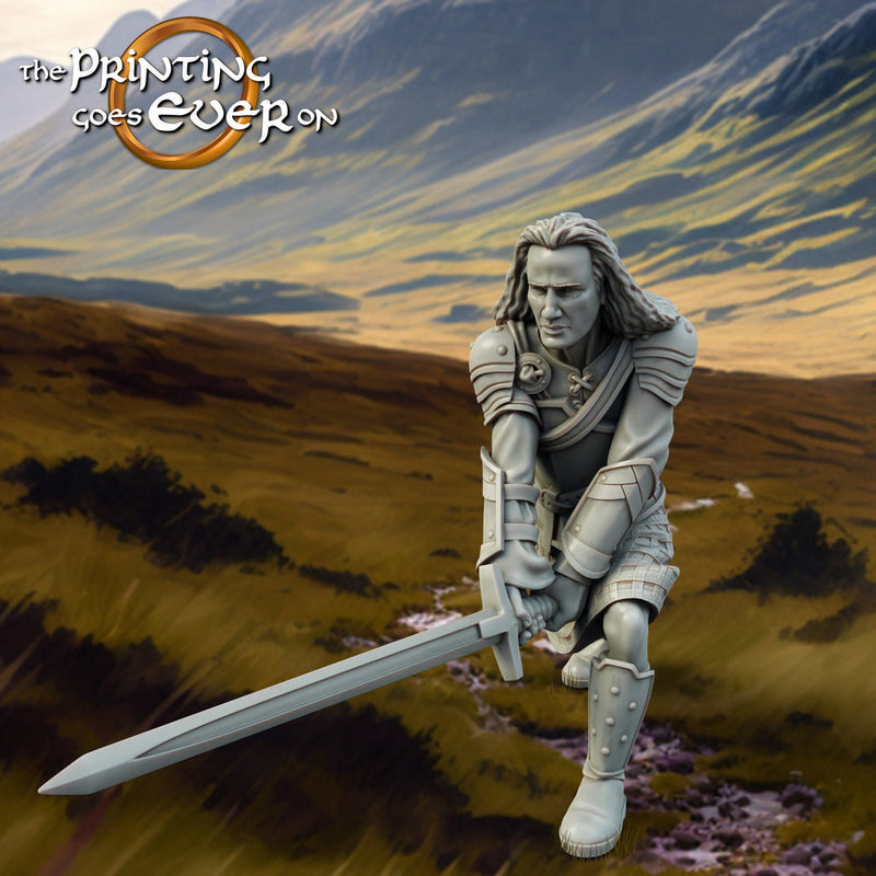 Human Highlander Ranger Fighter | Miniature | 5 Sizes /Scale | Pathfinder Figure| DnD | Ranger Figurine unpainted | - Only-Games
