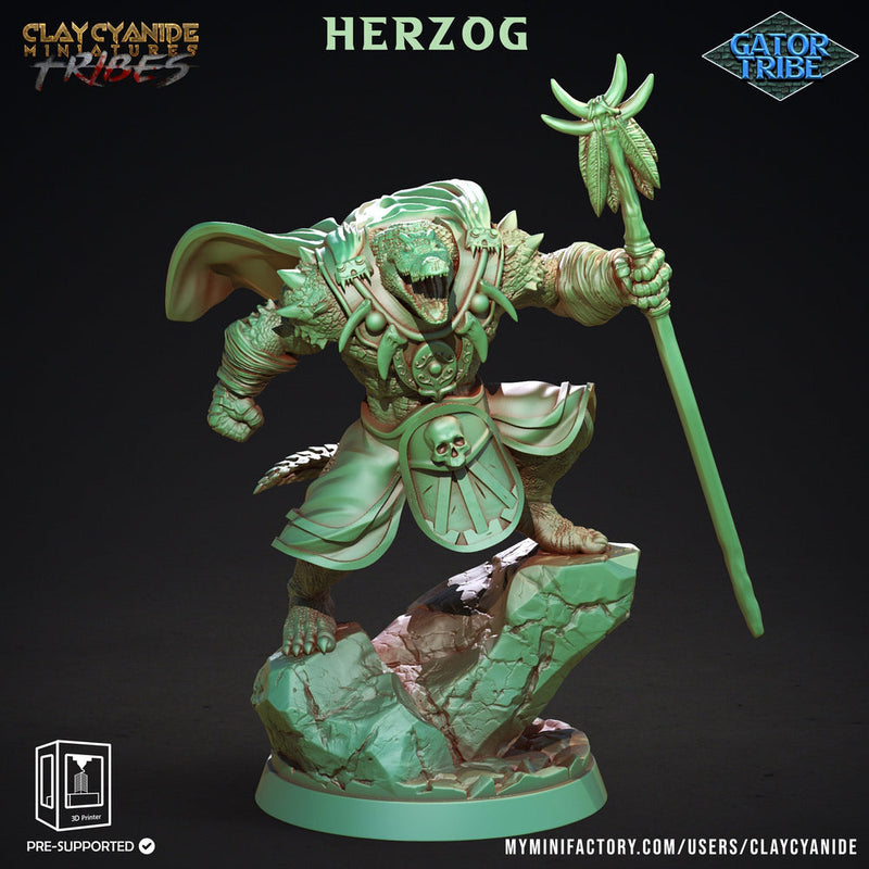 Crocodilian Cleric, Druid, Lizardfolk Lizardman | 4 Sizes /Scale Resin Miniature | Dungeons and Dragons Miniatures - Only-Games