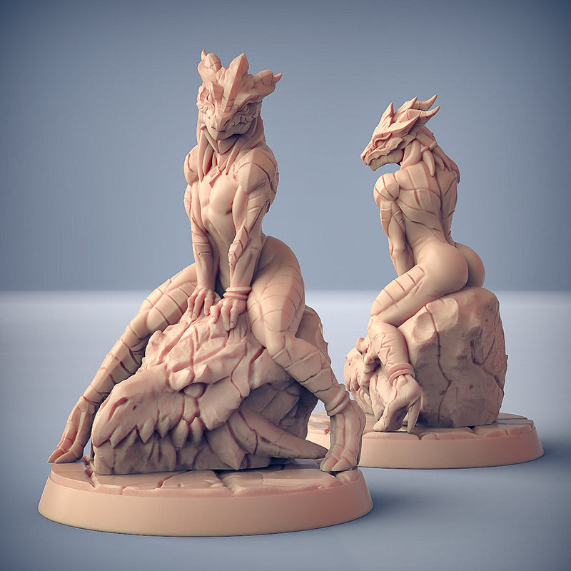 Lusty Dragonborn Draconian Maid | 28mm, 32mm, 54mm, 75mm Scale Resin Miniature | Dungeons and Dragons D&D 5e | Pathfinder | Artisan Guild - Only-Games