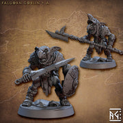 Goblin Fighter Sword and Shield, Goblin polearm  | 28mm, 32mm Scale, 54 tall, 75 tall Resin Miniature | Dungeons and Dragons | Artisan Guild - Only-Games