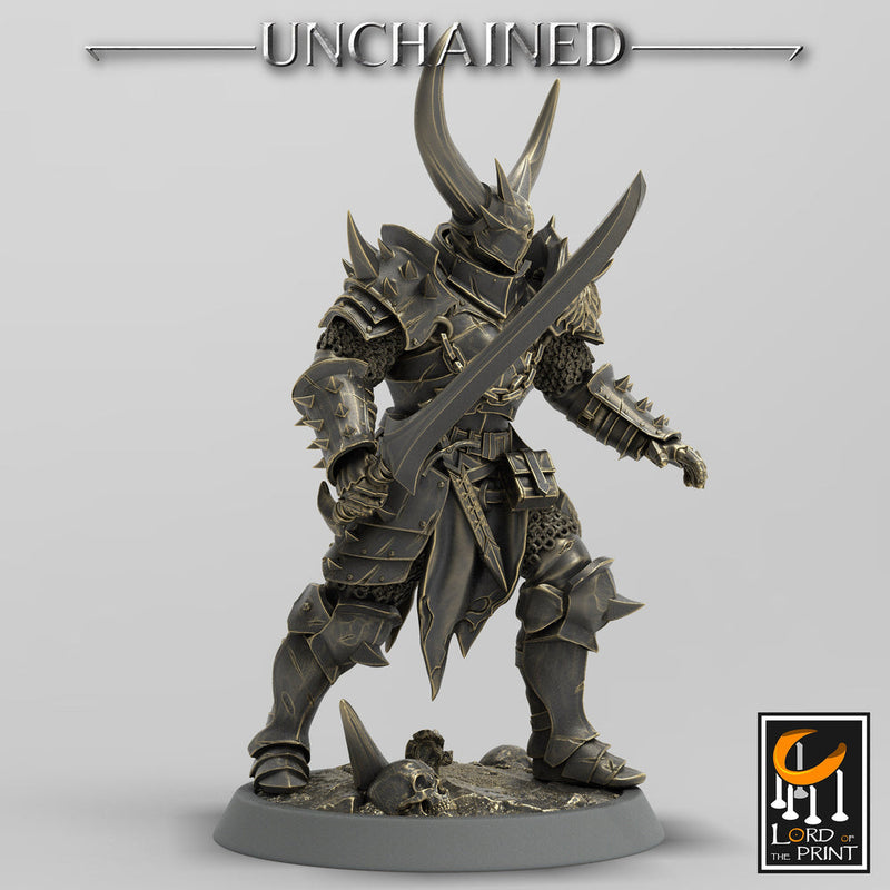 Fighter Sword, Light Soldier, Oathbreaker Paladin,  Unpainted Miniature| 28mm, 32mm,54mm,75mm,100mm Scales |Dungeons and Dragons Pathfinder - Only-Games