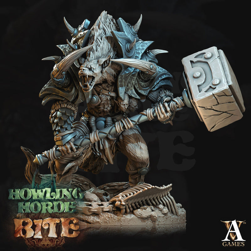 Gnoll Barbarian Brute w/Hammer | Resin Miniature | Dungeons and Dragons |28mm,32mm, 54mm,75mm Scales |Pathfinder hyena | D&D 5e| Archvillain - Only-Games