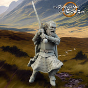 Human Highlander Ranger Fighter | Miniature | 28mm, 32mm, 54mm,75mm,100mm Scale | Pathfinder Figure| DnD | Human Ranger Figurine unpainted | - Only-Games