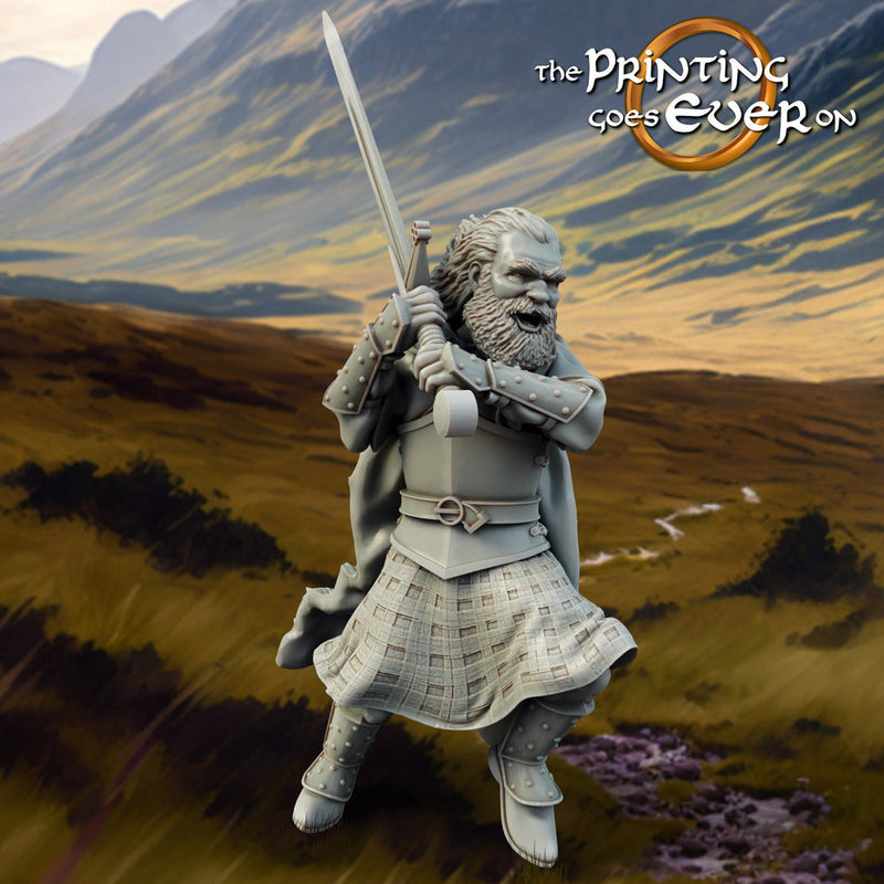Human Highlander Ranger Fighter | Miniature | 28mm, 32mm, 54mm,75mm,100mm Scale | Pathfinder Figure| DnD | Human Ranger Figurine unpainted | - Only-Games