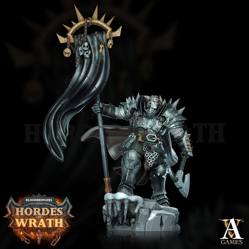 Human Oathbreaker Paladin Chaos Knight Sword & Banner Unpainted Miniature | 28mm, 32mm, 54mm,75mm Scales | Dungeons and Dragons | Pathfinder - Only-Games