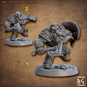 Male Fighter Dwarf  with Hammer & Axe, Dual Hammers and Helm | 28mm, 32mm, 54mm, 75mm Scale Miniature | Dungeons and Dragons | Artisan Guild - Only-Games