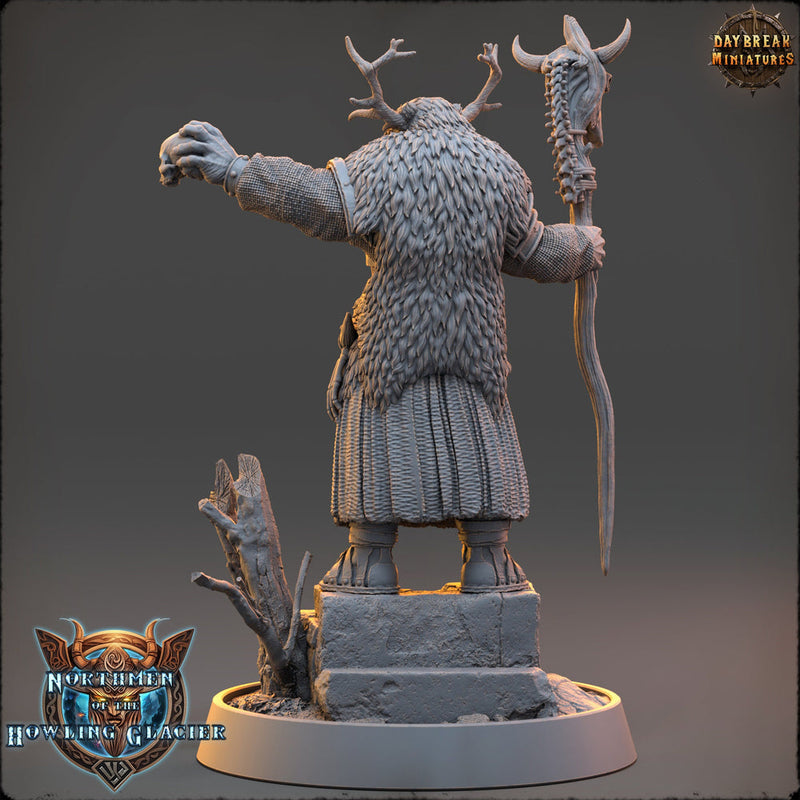 Human Druid, Cleric PC NPC Unpainted  | 28mm, 32mm, 54mm, 75mm Scales 100mm Tall | Dungeons and Dragons | Pathfinder | Daybreak Miniatures - Only-Games