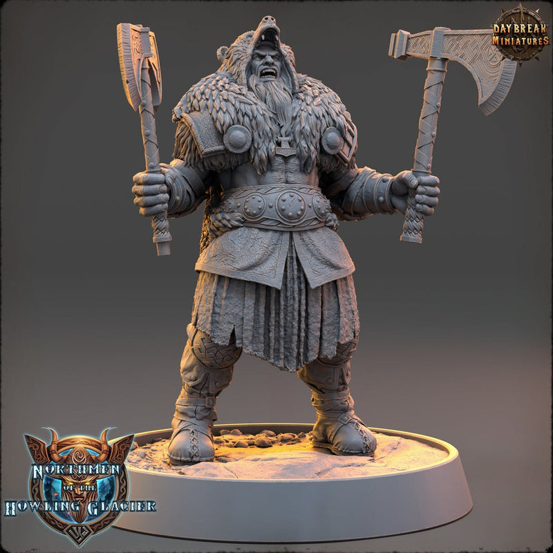 Viking Human Barbarian Berserker PC NPC | 28mm, 32mm, 54mm, 75mm Scales 100mm Tall | Dungeons and Dragons | Pathfinder | Daybreak Miniatures - Only-Games