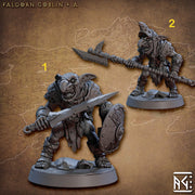 Goblin Fighter Sword and Shield, Goblin polearm  | 28mm, 32mm Scale, 54 tall, 75 tall Resin Miniature | Dungeons and Dragons | Artisan Guild - Only-Games