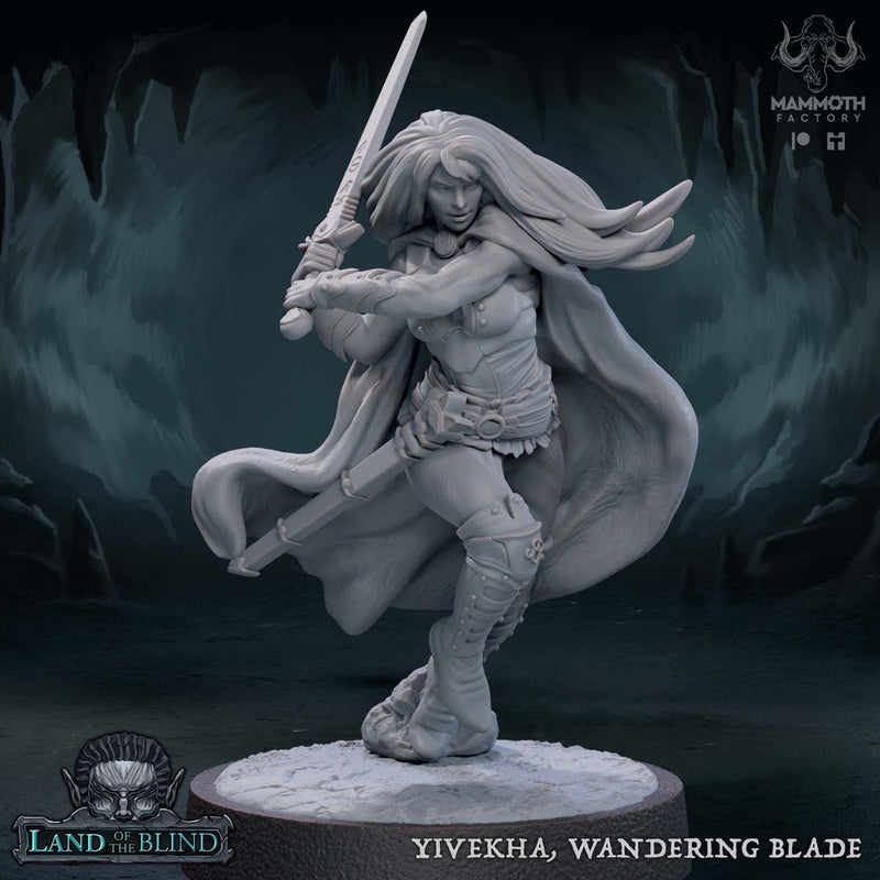 Female Human Fighter SwordMaster Ranger | 28mm, 32mm, 54mm, 75mm Scale Resin Miniature |Dungeons and Dragons | Yivekha | Mammoth Factory - Only-Games