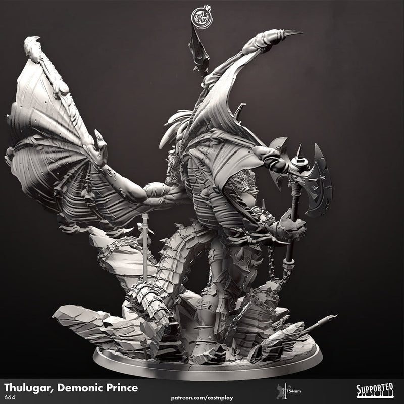 Demonic Prince Thulgar, Demon Lord, Devil | 28mm and 32mm Scale | Dungeons and Dragons 5e | Pathfinder | Figurine Mini | Cast n Play - Only-Games