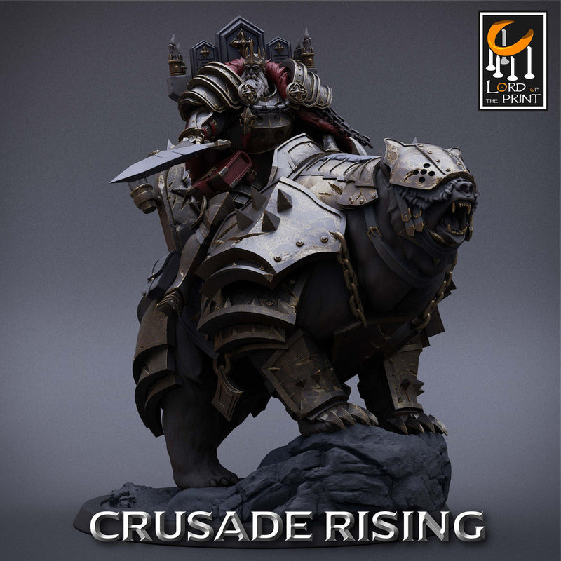 Human Paladin King Knight Templar on Armored Giant Bear, Cavalier PC NPC |  Dungeons and Dragons 5e  | 28mm,32mm,75mm Scale | Pathfinder | - Only-Games