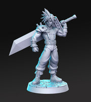 Rogue Fighter Claude Classic JRPG | 28mm,32mm, 54mm,75mm Scale Miniature |  Unpainted resin Figurine D&D Tabletop Fantasy Miniature Gaming - Only-Games