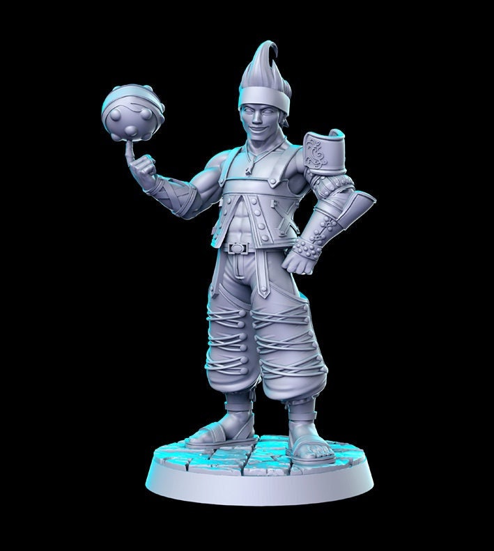 Rogue Fighter Wakka Classic JRPG | 28mm,32mm, 54mm,75mm Scale Miniature |  Unpainted resin Figurine D&D Tabletop Fantasy Miniature Gaming - Only-Games
