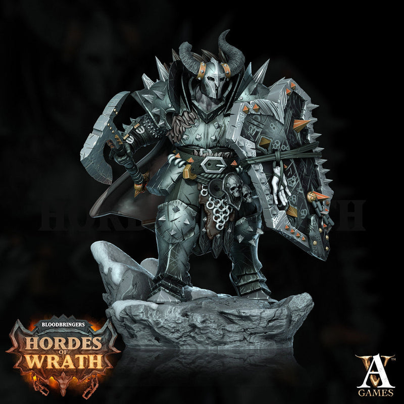 Human Oathbreaker Paladin Chaos Knight Axe & Shield Unpainted Miniature | 28mm, 32mm, 54mm,75mm, 100m Scales | D and D| Pathfinder - Only-Games
