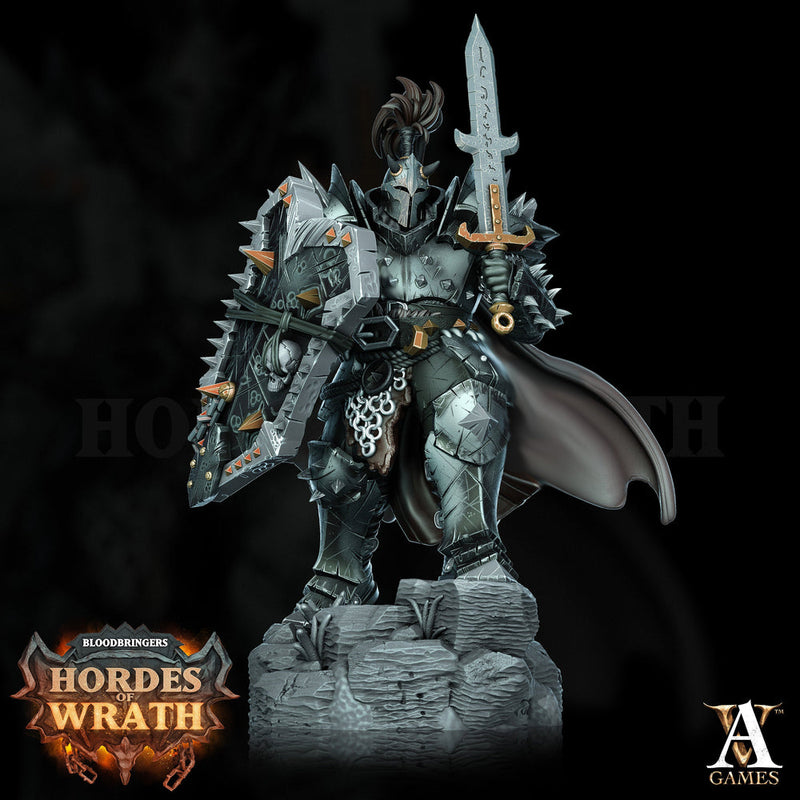 Human Oathbreaker Paladin Chaos Knight Sword & Shield Unpainted Miniature | 28mm, 32mm, 54mm,75mm, 100mm Scales | D and D| Pathfinder - Only-Games