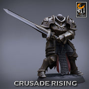 Paladin Knight Templar Unpainted Miniature | 28mm, 32mm,54mm,75mm, 100mm Scales | Dungeons and Dragons | Pathfinder | Lord of The Print - Only-Games