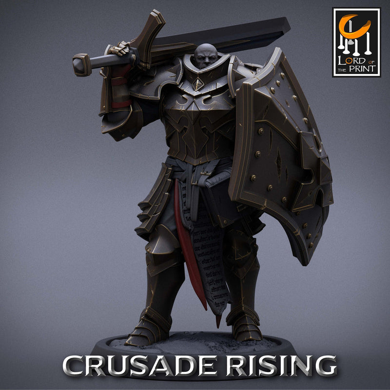 Paladin Knight Templar Unpainted Miniature | 28mm, 32mm,54mm,75mm, 100mm Scales | Dungeons and Dragons | Pathfinder | Lord of The Print - Only-Games