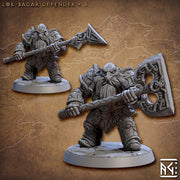Male Fighter Dwarf  with Axe, Halberd and Helm | 28mm, 32mm, 54mm, 75mm Scale Miniature | Dungeons and Dragons | Artisan Guild - Only-Games