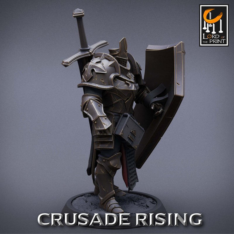 Paladin Knight Templar Unpainted Miniature | 28mm, 32mm,54mm,75mm, 100mm Scales | Dungeons and Dragons | Pathfinder | Lord of The Print - Only-Games