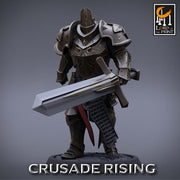 Paladin Knight Templar Unpainted Miniature | 28mm, 32mm,54mm,75mm, 100mm Scales | Dungeons and Dragons | Pathfinder | Lord of The Print - Only-Games