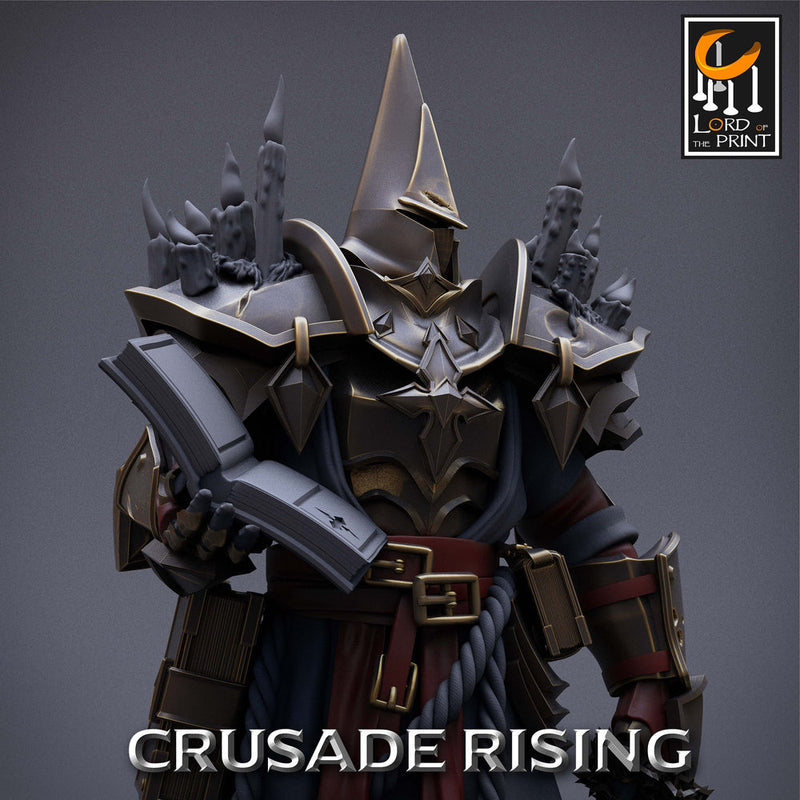Cleric Inquisitor Knight Templar Unpainted Miniature | 28mm, 32mm,54mm,75mm,100mm Scales |Dungeons and Dragons Pathfinder |Lord of The Print - Only-Games
