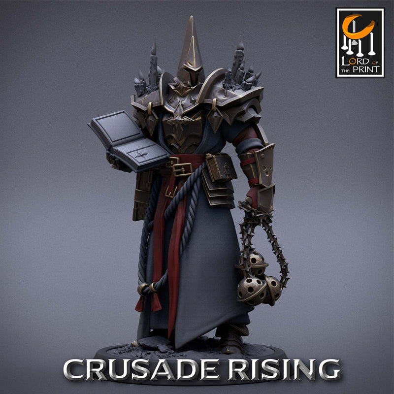 Cleric Inquisitor Knight Templar Unpainted Miniature | 28mm, 32mm,54mm,75mm,100mm Scales |Dungeons and Dragons Pathfinder |Lord of The Print - Only-Games