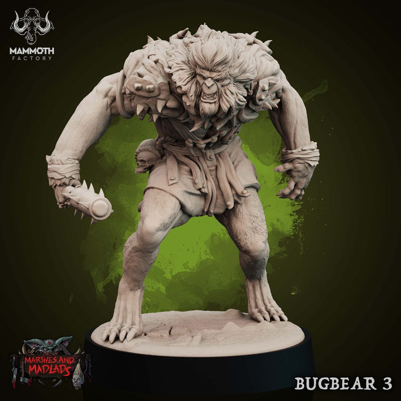 Bugbear Fighter Warrior Barbarian Mace | Scales 28mm,32mm,54mm, 75mm | Megaboss | Dungeons and Dragons |Pathfinder | Mammoth Factory - Only-Games