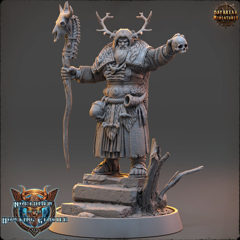 Human Druid, Cleric PC NPC Unpainted  | 28mm, 32mm, 54mm, 75mm Scales 100mm Tall | Dungeons and Dragons | Pathfinder | Daybreak Miniatures - Only-Games