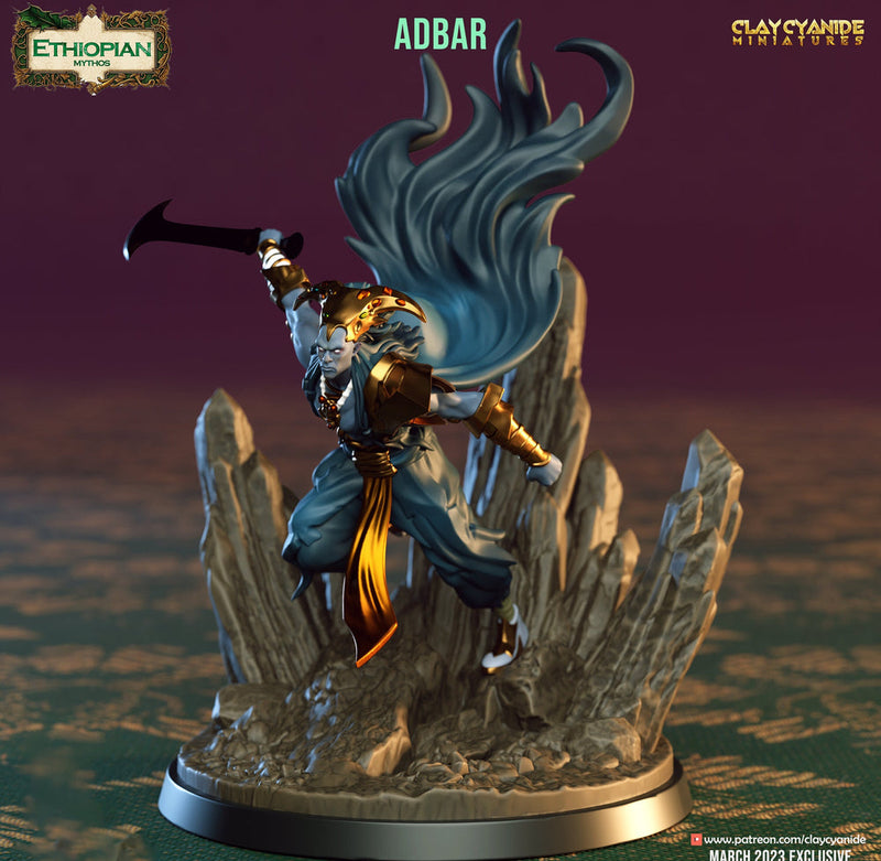 Male Tiefling Warlock Hexblade, Fighter, Ranger, Blood Hunter | 28mm, 32mm, 54mm, 75mm Scales | Player Character Mini-D&D 5e | Clay Cyanide - Only-Games
