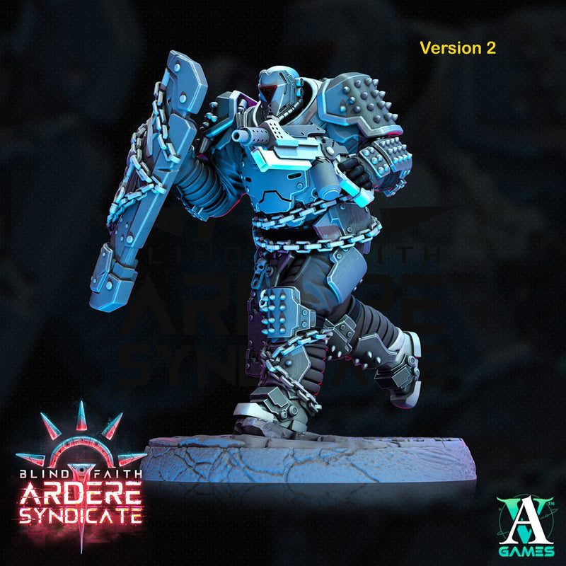 Arderite Heavy Infantry, Blind Faith, Ardere Syndicate | Sci-Fi Miniature 28mm,32mm Scales | 54mm, 75mm TALL | Resin Mini |Archvillain Games - Only-Games