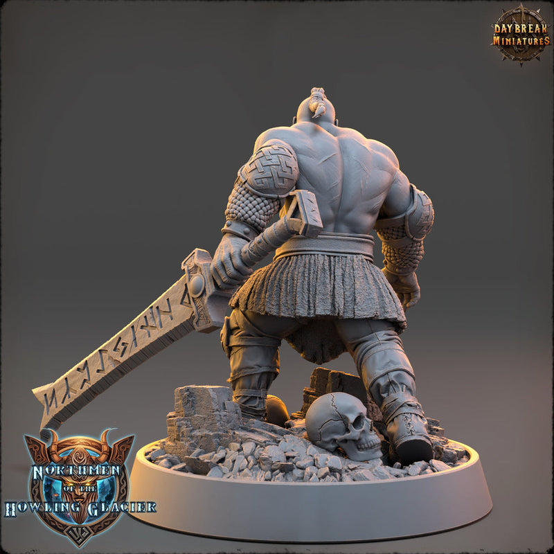 Viking Human Barbarian Berserker PC NPC | 28mm, 32mm, 54mm, 75mm Scales 100mm Tall | Dungeons and Dragons | Pathfinder | Daybreak Miniatures - Only-Games