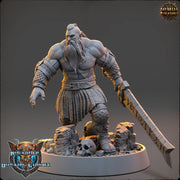 Viking Human Barbarian Berserker PC NPC | 28mm, 32mm, 54mm, 75mm Scales 100mm Tall | Dungeons and Dragons | Pathfinder | Daybreak Miniatures - Only-Games