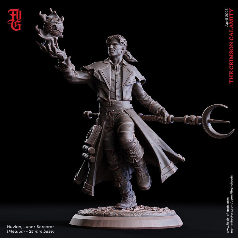 Lunar Sorcerer, Wizard, Warlock | 28mm, 32mm,54mm,75mm,100mm Scales | Player Character Mini Minis -D&D 5e Pathfinder Figurine |Flesh of Gods - Only-Games