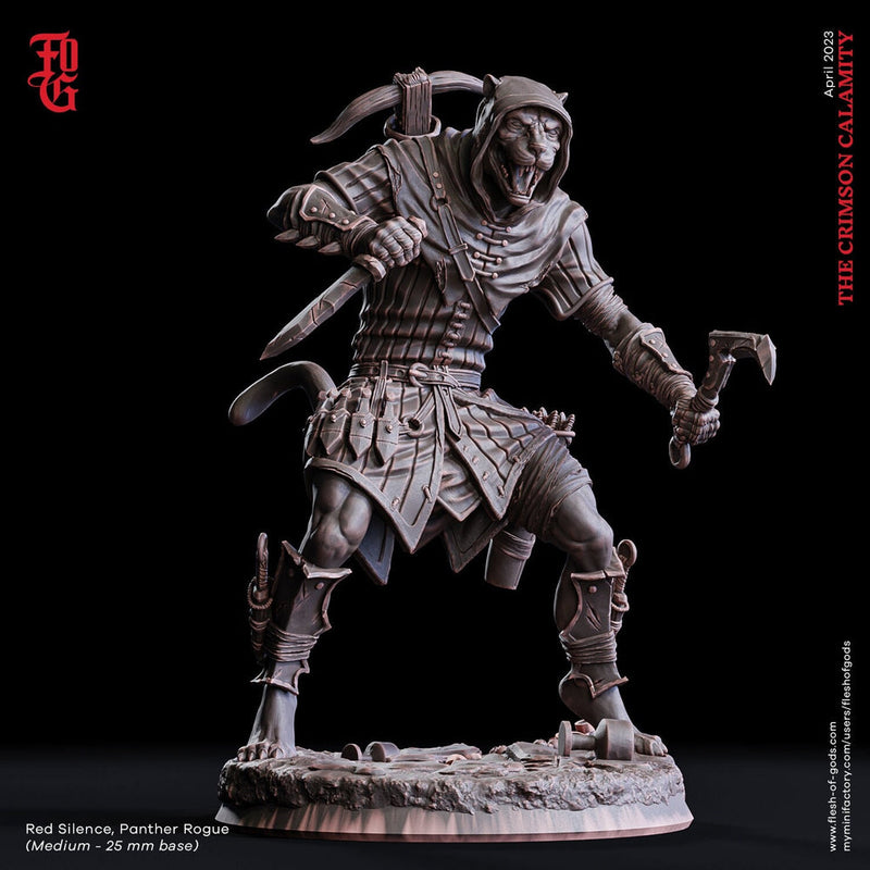 Tabaxi ,Rogue, Ranger - Werepanther, Werecat, Catfolk | 28mm, 32mm,54mm,75mm,100mm Scales |PC Mini D&D5e Pathfinder Figurine |Flesh of Gods - Only-Games
