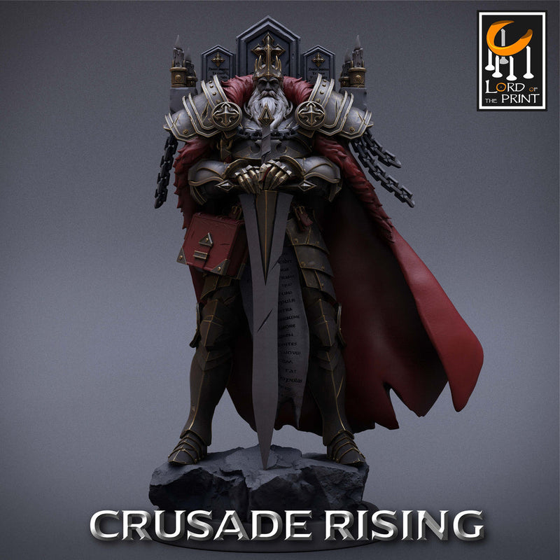 Human Templar Paladin King Knight Unpainted | 28mm, 32mm Scales | 54mm & 75mm | Dungeons and Dragons | Pathfinder | OLAF| Lord Of the Print - Only-Games